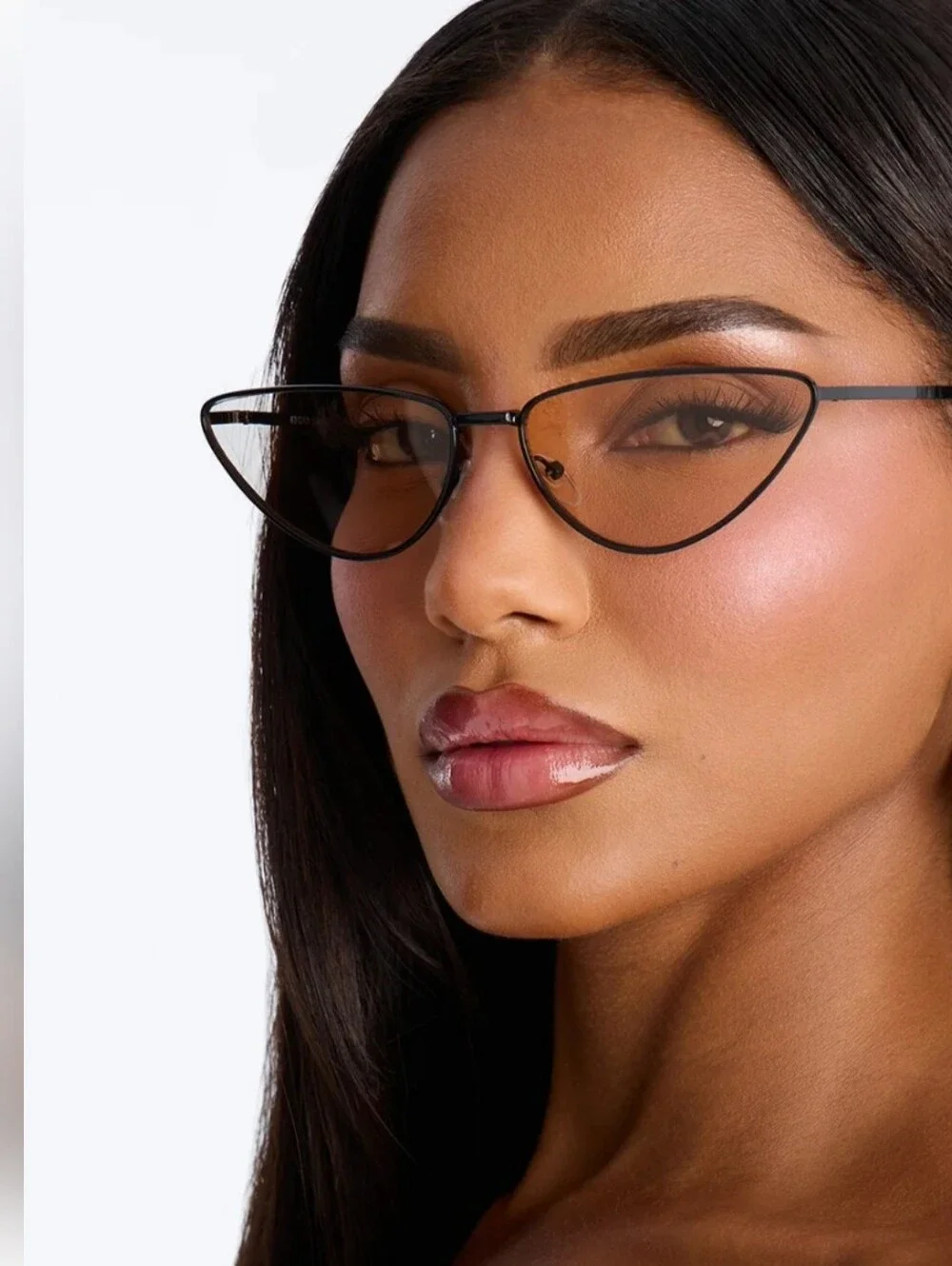 Fashion Nova Black Frame Amber Lens Cat-Eye Sunglasses